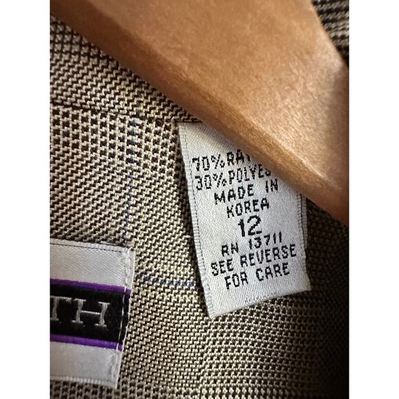 Vintage 90s Amanda Smith Plaid Blazer Neutral Tones Classic Preppy Size 12 - Picture 5 of 13